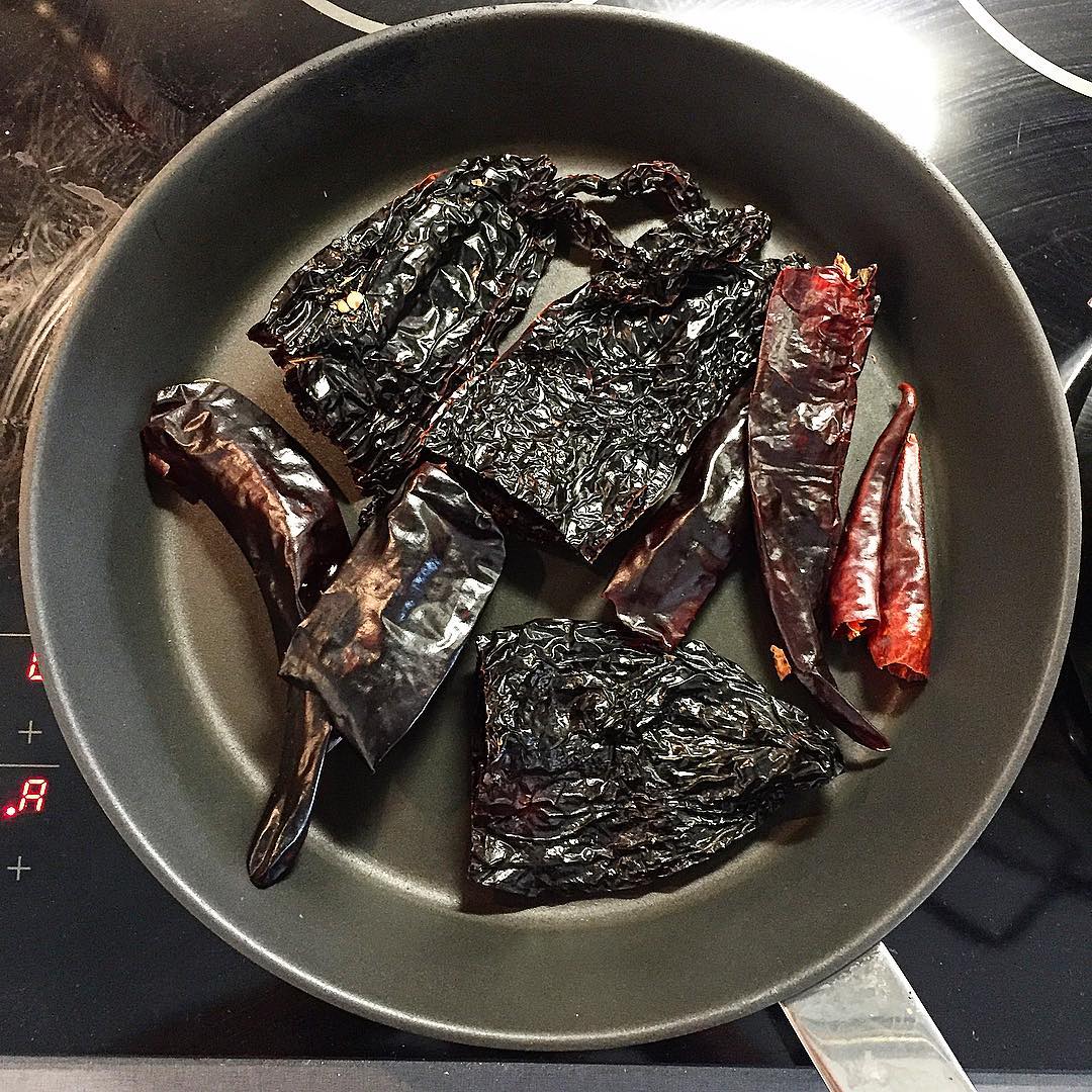 roasting chilies