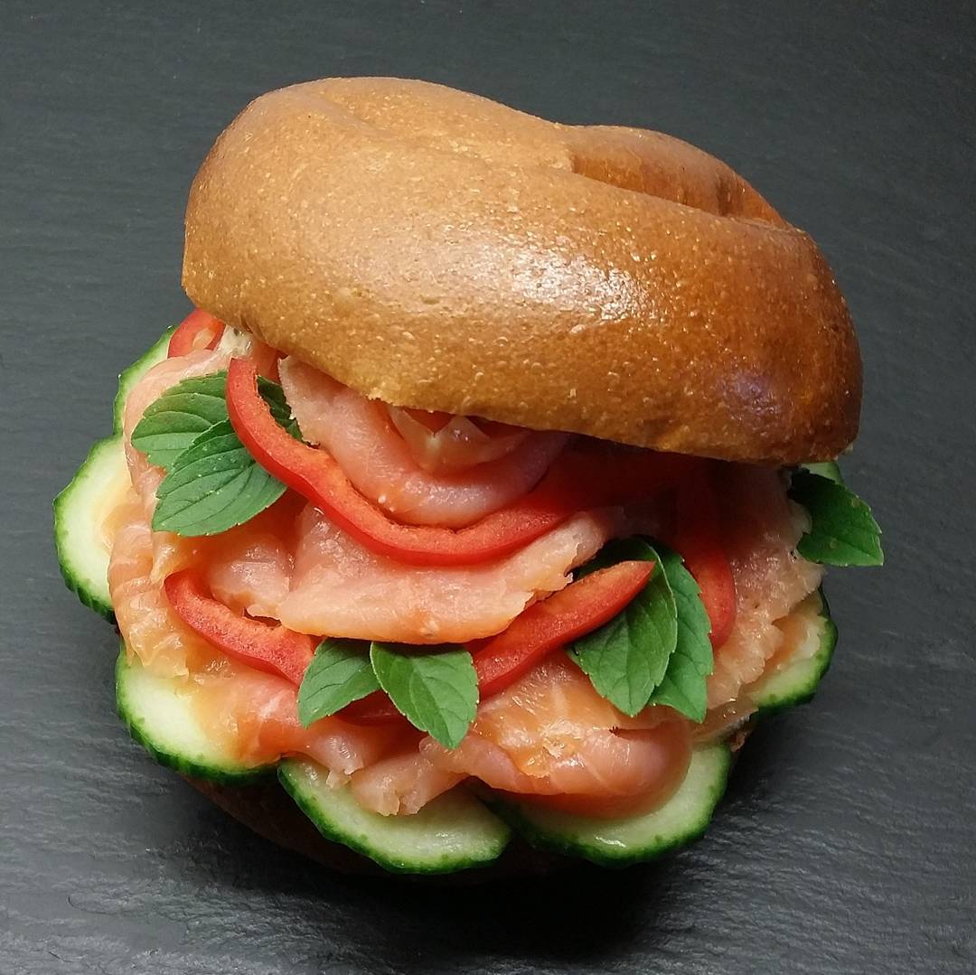 Smoked Salmon & Cream Cheese Brioche Bagel